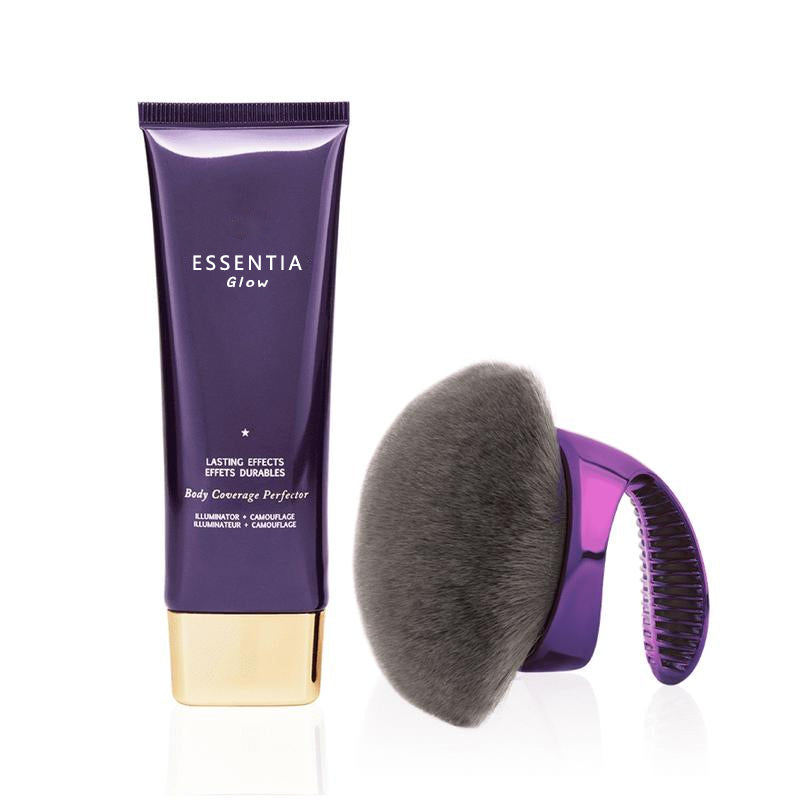 ESSENTIN Glow Body Coverage Perfector - Waterproof Leg & Body Makeup - Tattoo Coverage Makeup - 3.5 oz (free makeup brush)