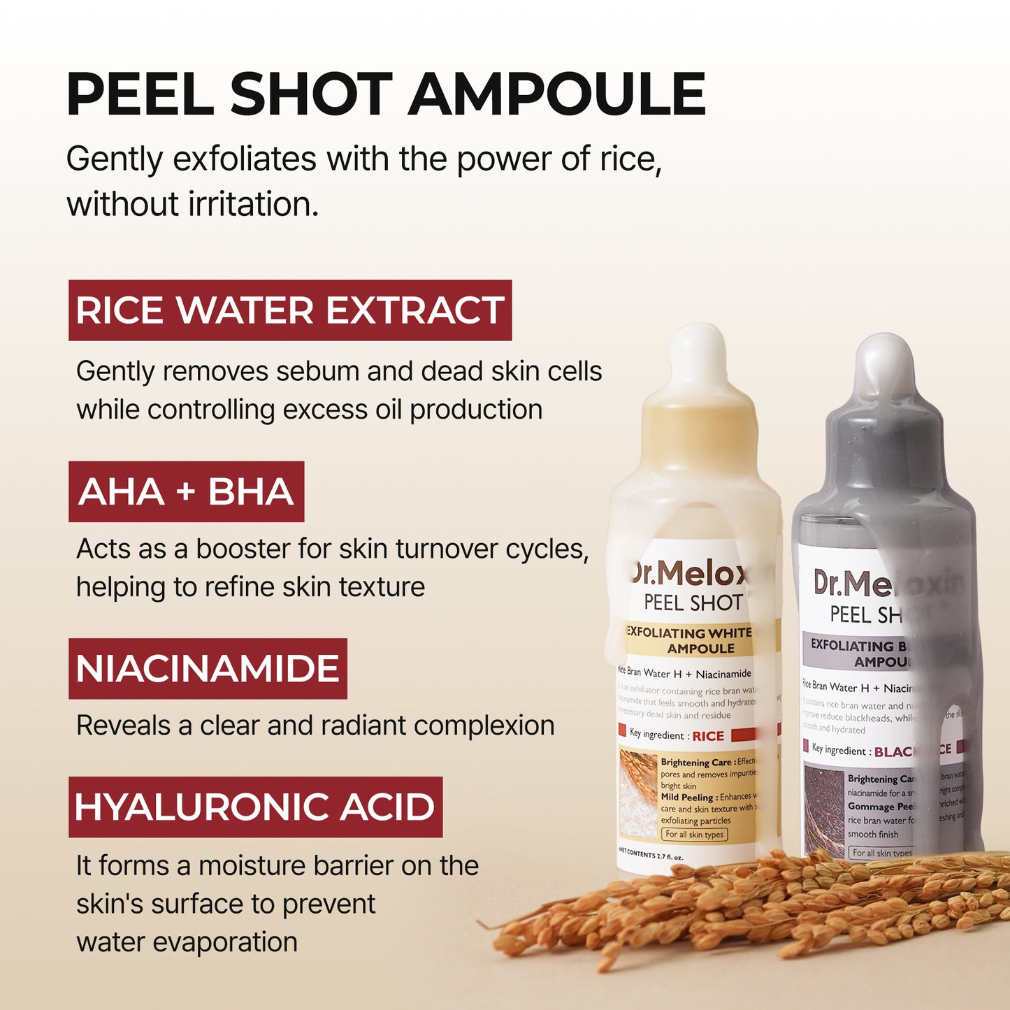 💆♀️ Experience Ultimate Luxury - ✨ Peel Shot Glow Rice Ampoule Duo - Serums for Brightening, Exfoliating, and Moisturizing🌾