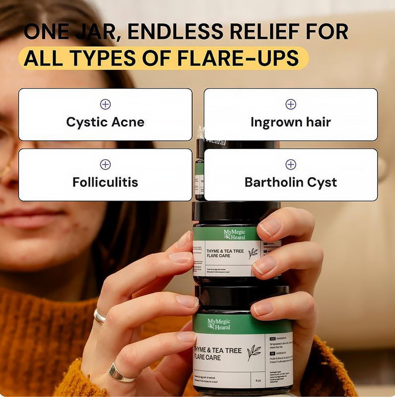 MyMegicHearal's Thyme & Tea Tree Flare Care | Cystic Acne and Bumps Treatment Skincare Daily Pimple