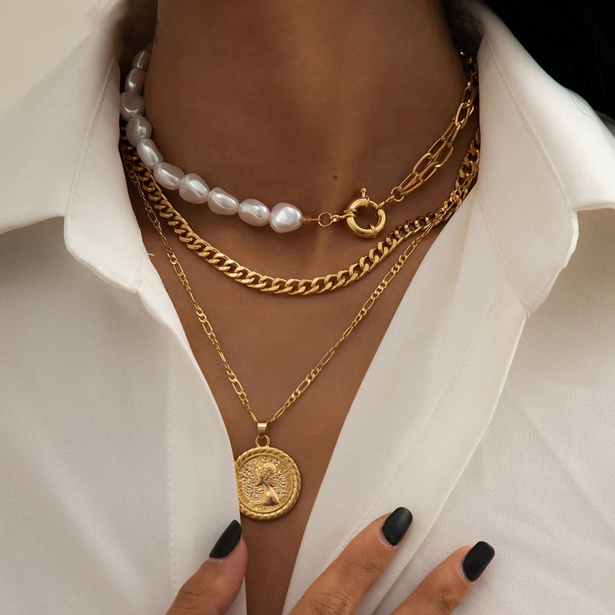 Vintage Multi-Layered Link Necklace