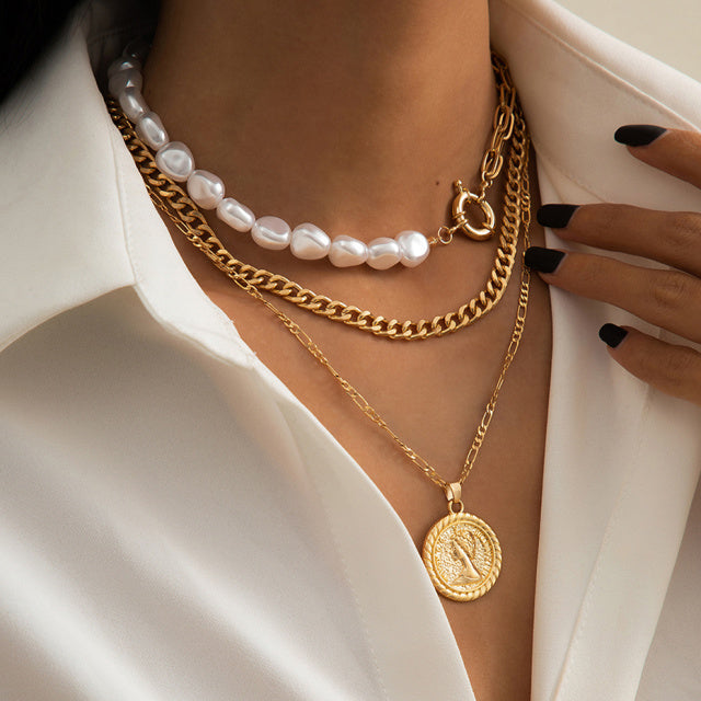 Vintage Multi-Layered Link Necklace