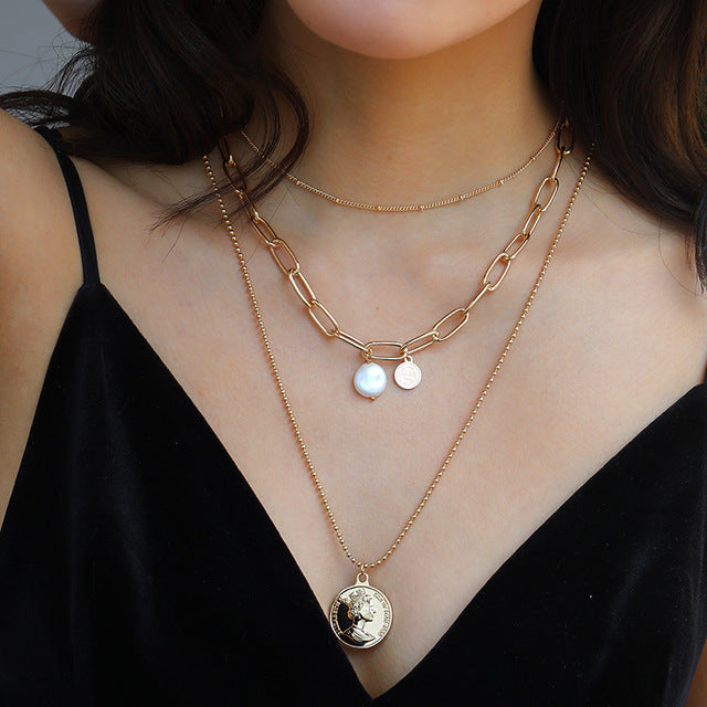 Vintage Multi-Layered Link Necklace