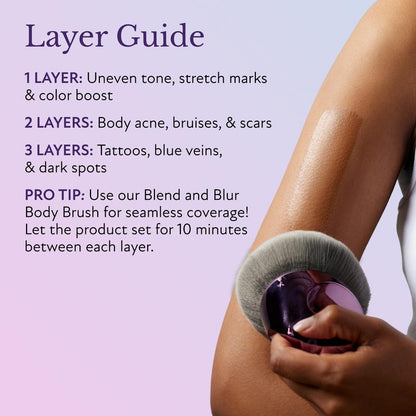 ESSENTIN Glow Body Coverage Perfector - Waterproof Leg & Body Makeup - Tattoo Coverage Makeup - 3.5 oz (free makeup brush)