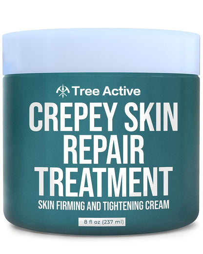 TreeActive Crepey Skin Repair Treatment, 8oz, Firming Cream with Hyaluronic Acid & Shea Butter to Deeply Moisturize & Tighten Wrinkly Dry Crepe Skin, 500+ Uses
